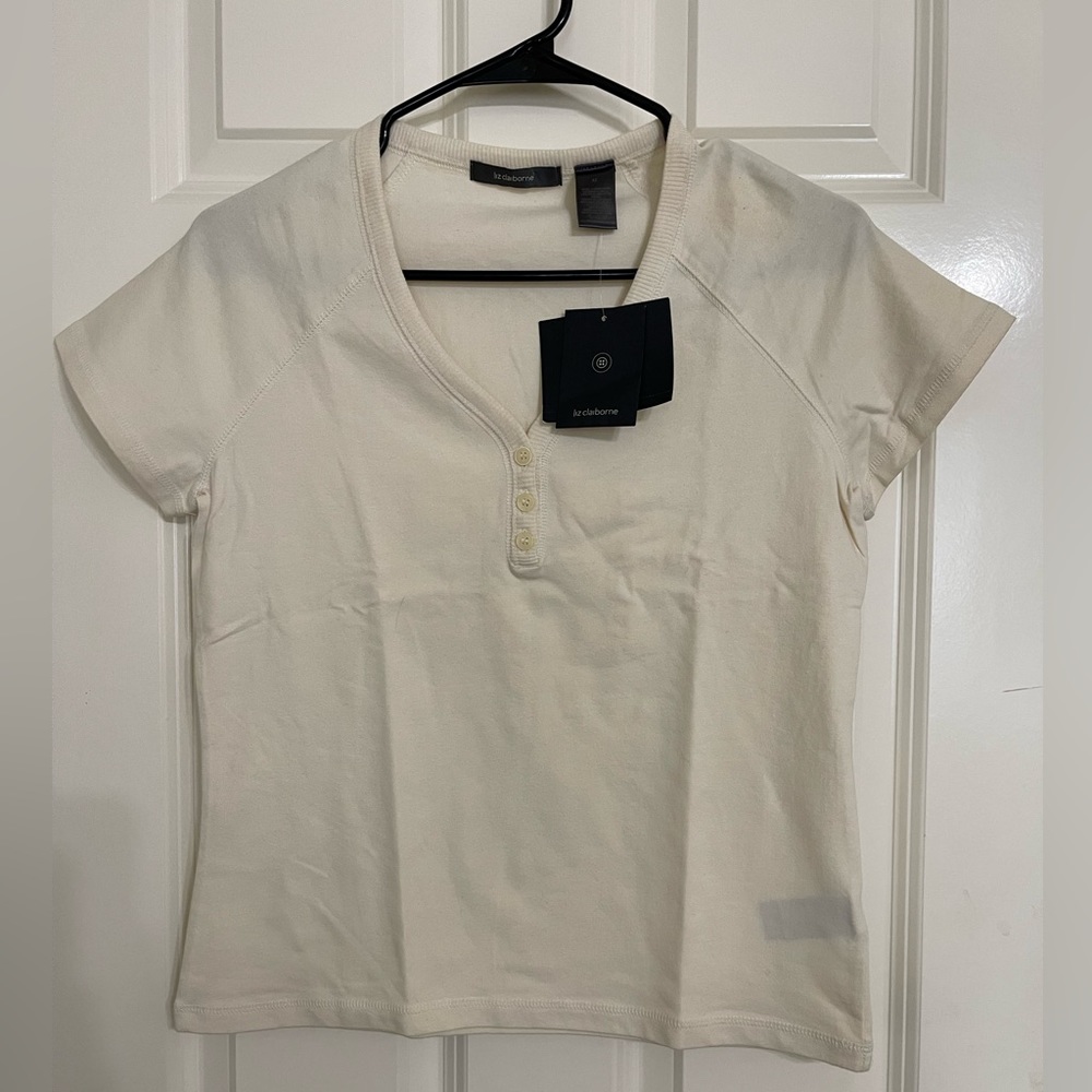 Liz Claiborne - Cream Short Sleeve Top - NWT!